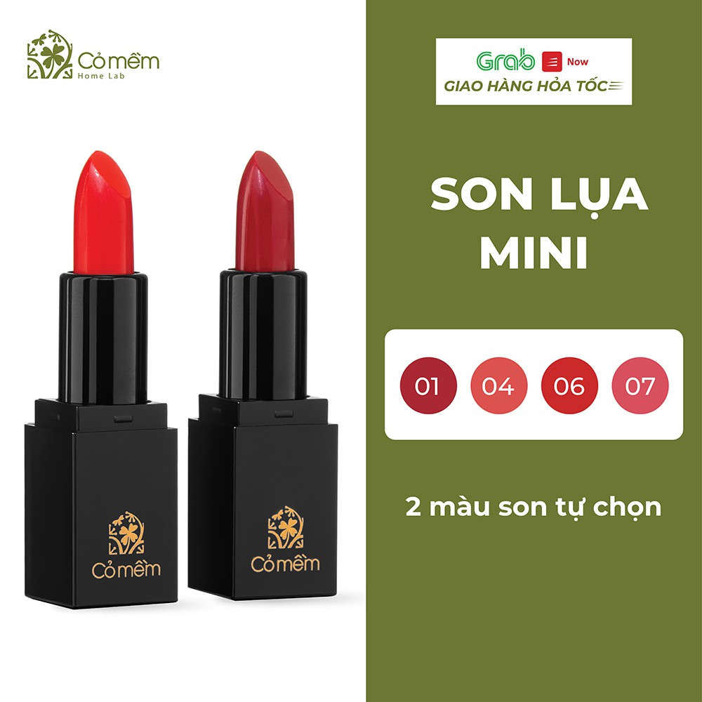 Set 2 Thỏi Son Lụa Mini Không Chì Cỏ Mềm 4g