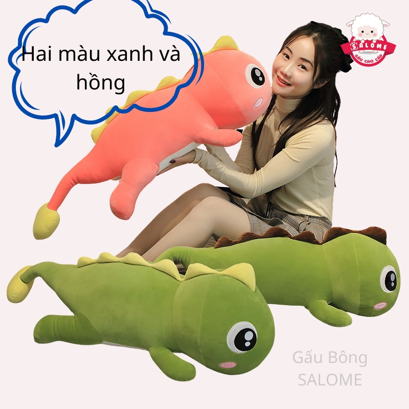 Gấu Bông Khủng Long Đuôi Tim SALOME Có Size 2m, Thú Thằn Lằn Mắt Lồi Khổng Lồ Vải Miniso