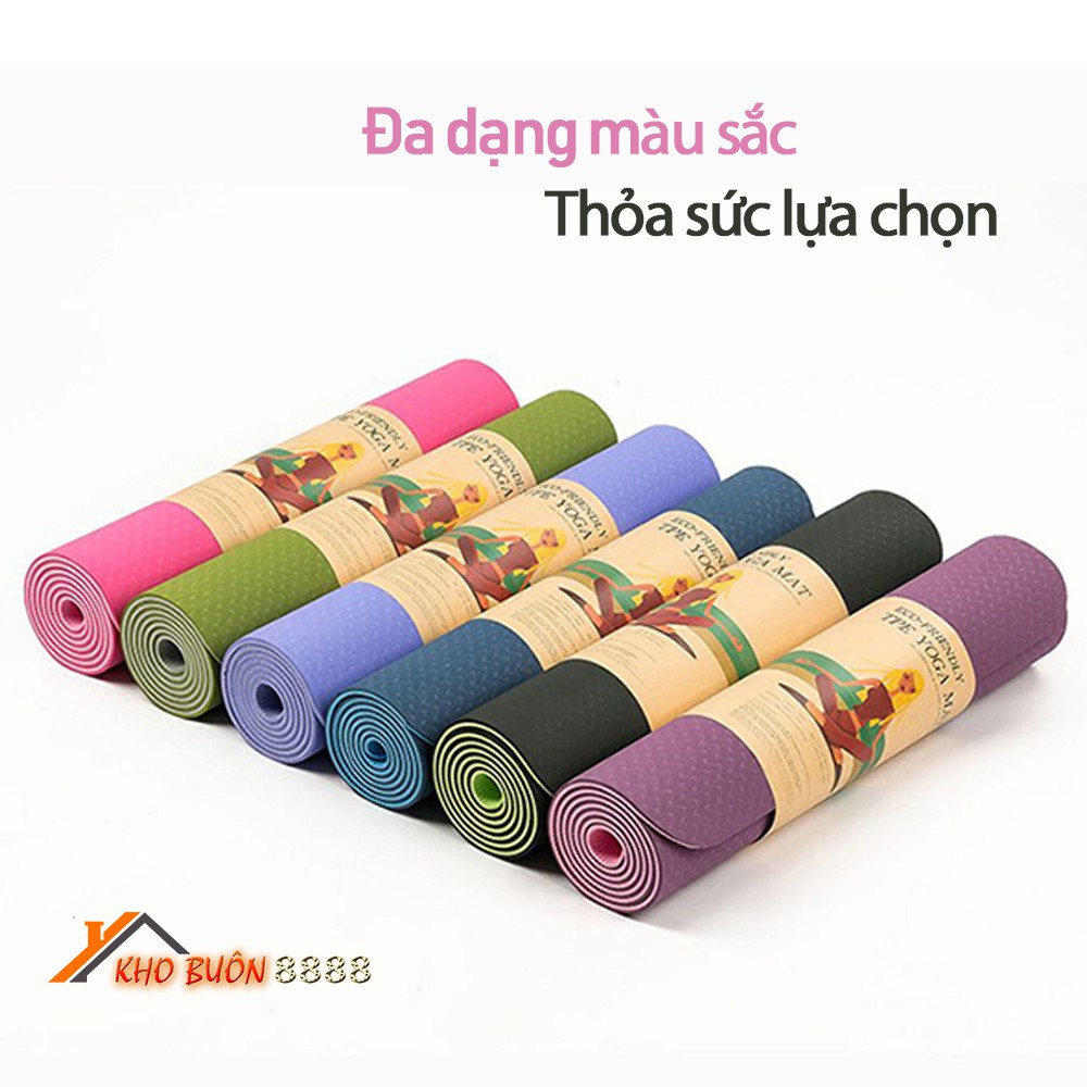 Thảm Yoga 🥉SALE🥉 Thảm định tuyến GYM tpe 2 lớp tặng kèm túi đựng êm mịn kích thước chuẩn 180x50cm bảo vệ cột sống TYOGA