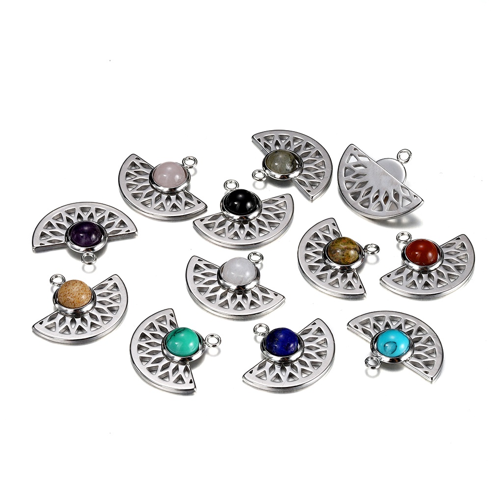 St.kunkka Bộ 5 Mặt Dây Chuyền Hình Quạt Bằng Thép Không Gỉ