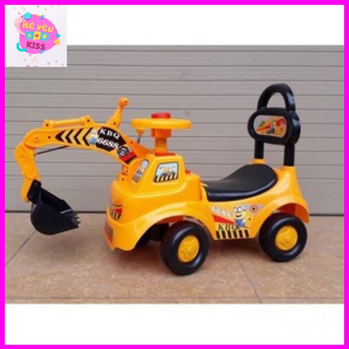 (BÁN XỈ) Xe cẩu máy xúc chòi chân có nhạc 2 trong 1 cho bé .