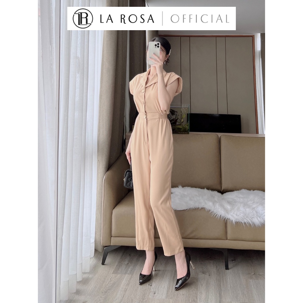 Jumpsuit Cổ Vest Eo Chun La Rosa S1044, Thiết Kế Quần Ống Rộng Phối Áo Sát Nách Sang Trọng