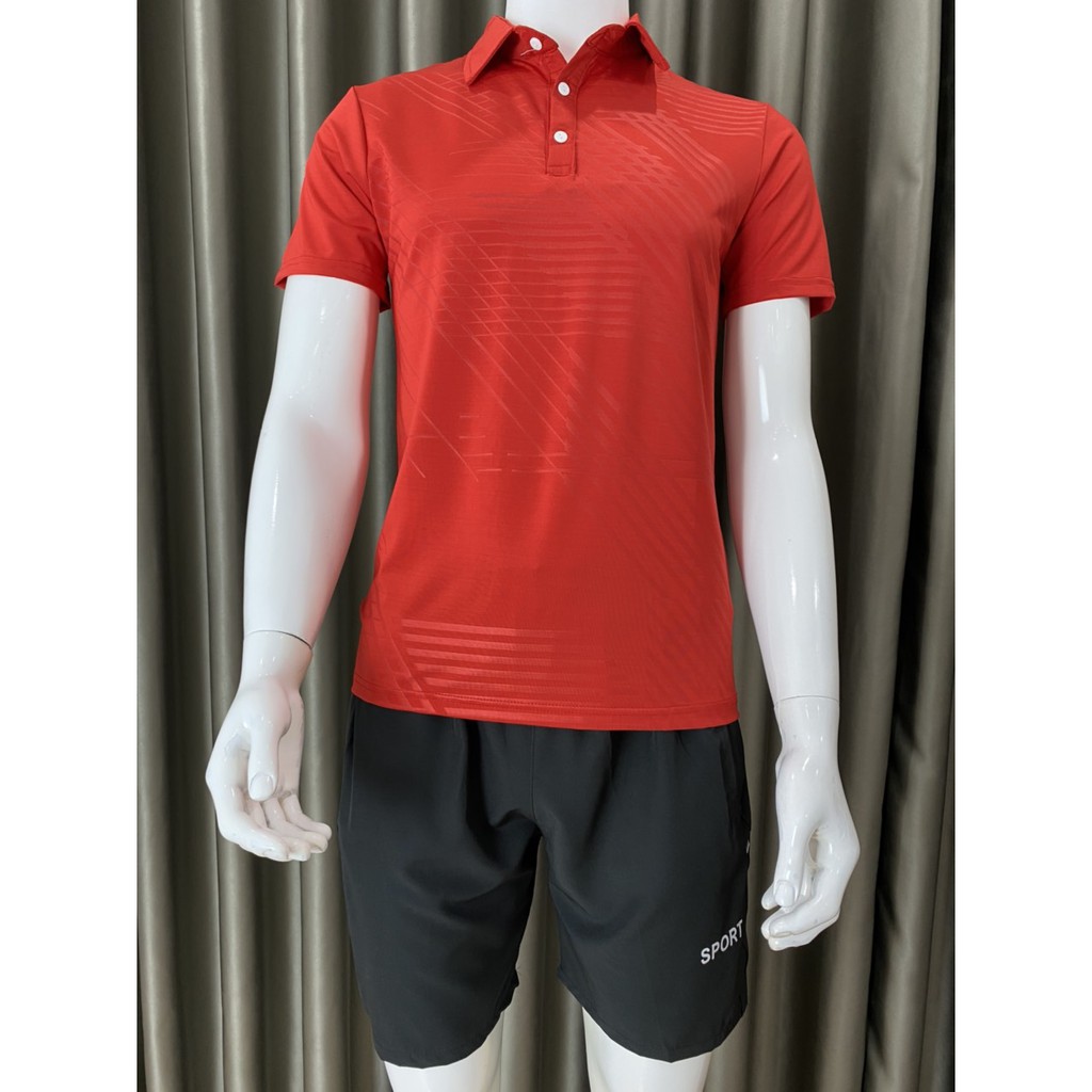 Bộ thể thao thun nam cổ bẻ ép vân | BigBuy360 - bigbuy360.vn