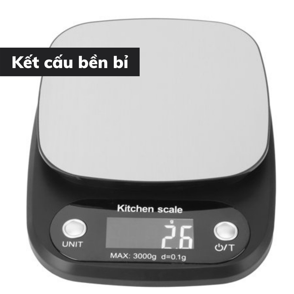 Cân tiểu ly điện tử làm bánh mini cân nhà bếp pha cà phê định lượng 0,1g - 3kg - 5kg -10kg tặng kèm pin AA