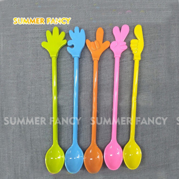 5 muỗng khuấy 20cm hình bàn tay 5 kiểu đủ màu  nhà hàng quán bar cocktail sinh tố trà sữa- spoon