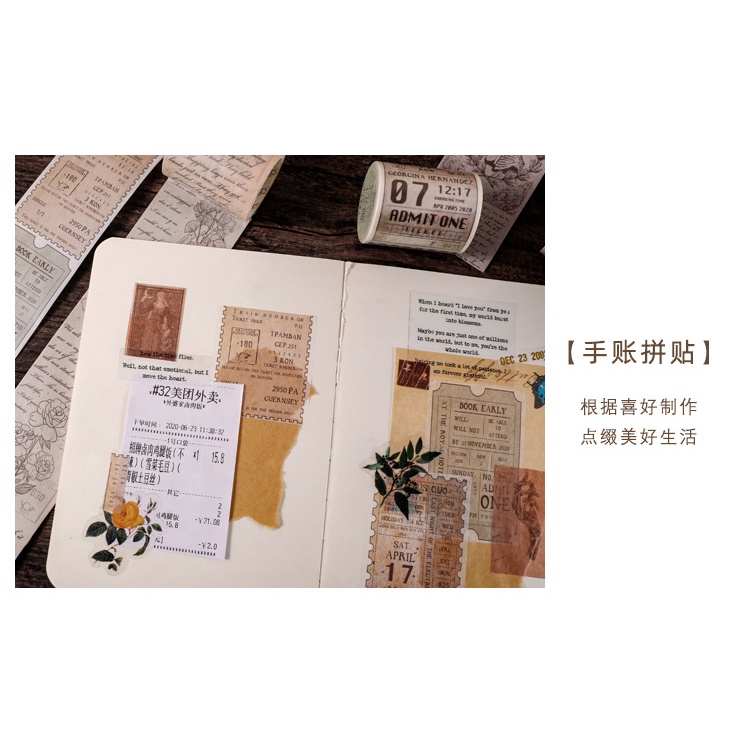 Cuộn Băng Keo washi 5Cmx3M Họa Tiết Cổ Điển Trang Trí Sổ Tay diy