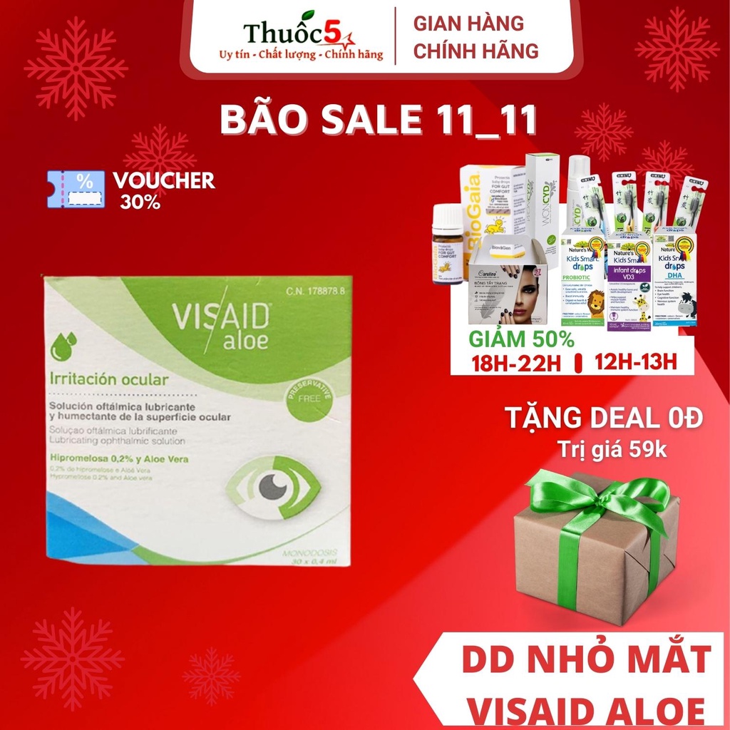 [GIÁ GỐC] Dung dịch nhỏ mắt Visaid Aloe hộp 30 ống