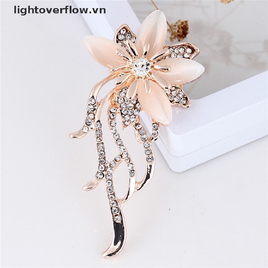 Ghim Cài Áo Hình Hoa Đính Đá Opal Pha Lê Sang Trọng Cho Nữ