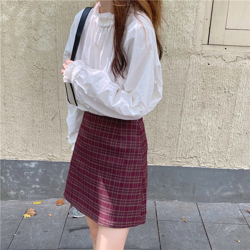 Áo trắng nữ cổ tròn tay dài thanh lịch thời trang 38085