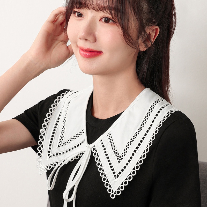 Khăn Choàng Lưới Quấn Cổ Thêu Họa Tiết Thắt Nơ Có Thể Tháo Rời Cho Nữ Shr