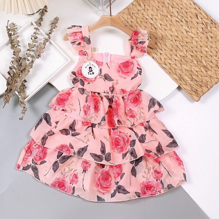 VAY61 - Váy bé gái, váy hoa cho bé gái chất lụa tơ cho bé từ 12-23kg, Richkid123