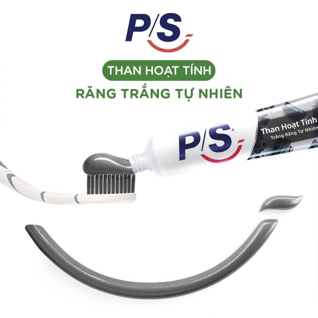Bộ 3 Hộp Kem đánh răng P/S Thiên nhiên Than Hoạt Tính cho nụ cười trắng chuẩn tự nhiên 230g