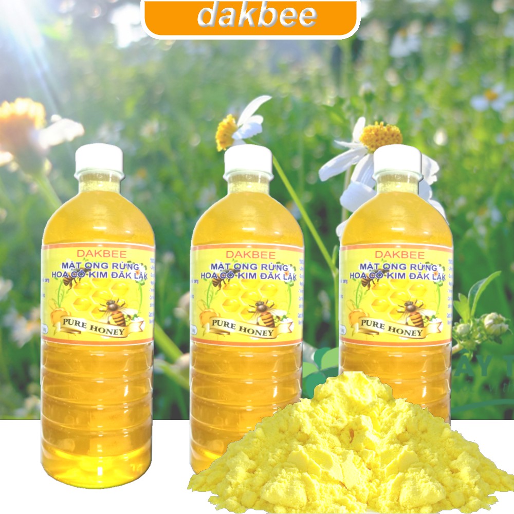 [COMBO] 1 LÍT Mật ong rừng hoa cỏ kim + 50g Tinh bột nghệ - Hỗ trợ điều trị đau dạ dày - dakbee