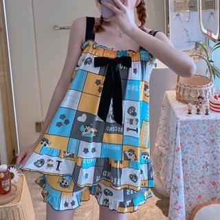 Bộ đồ ngủ 2 dây, vải siêu mềm thấm hút  mồ hôi  Có Mút Ngực- Thun cotton co dãn 4 chiều