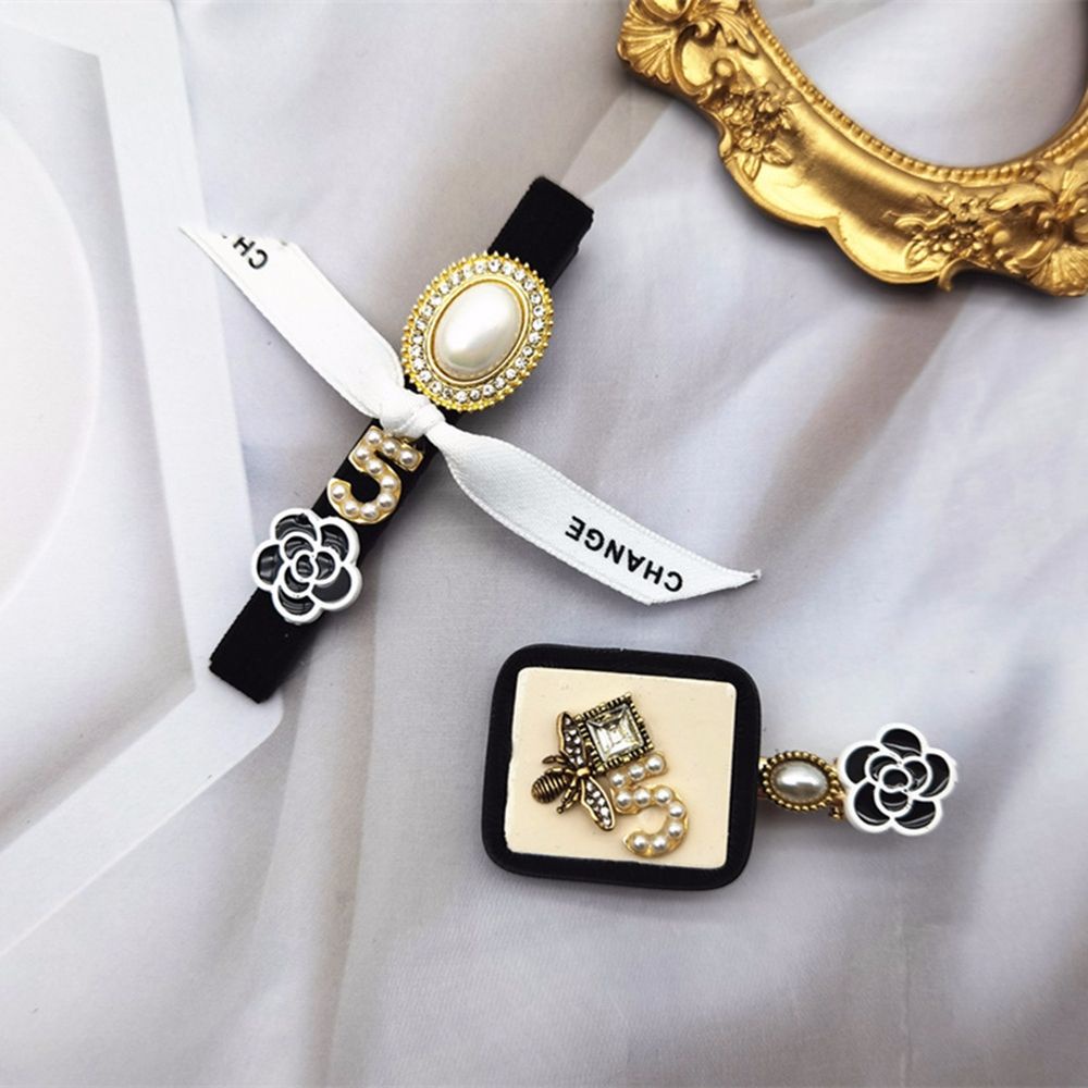 Kẹp tóc da PU trang trí hoa trà đính hạt ngọc trai nhân tạo phong cách Hàn Quốc cổ điển thời trang dành cho nữ