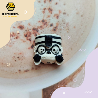 Nút bàn phím cơ resin handmade Spookie Keycap Đen Trắng