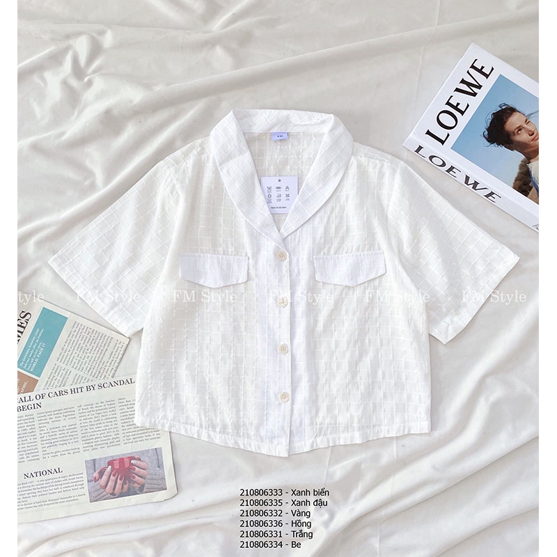 Áo sơ mi nữ tay ngắn FM Style đẹp kiểu crotop cộc tay chất cotton xuất xịn phong cách ulzzang trẻ trung nhí nhảnh