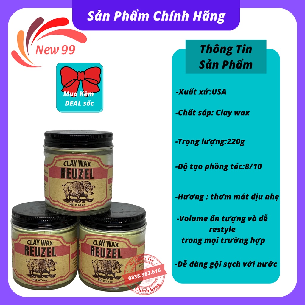 Sáp vuốt tóc nam CLAY WAX tạo kiểu tóc bồng đẹp 100ml hàng chuẩn chất lượng