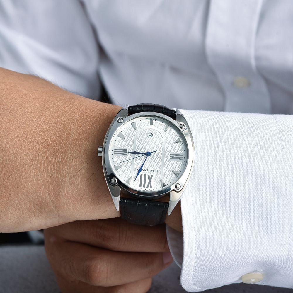Đồng hồ Romanson Men Sport Watch TL1272MWWH nam máy Thụy Sĩ chống nước, mặt kính chống xước, dây da cao cấp chính hãng