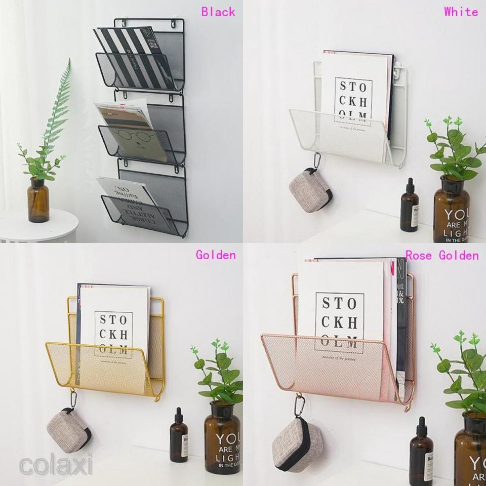 [COLAXI] IRON MAGAZINE RACK WALL MOUNTED NEWSPAPER MAIL SHELF STORAGE HOLDER