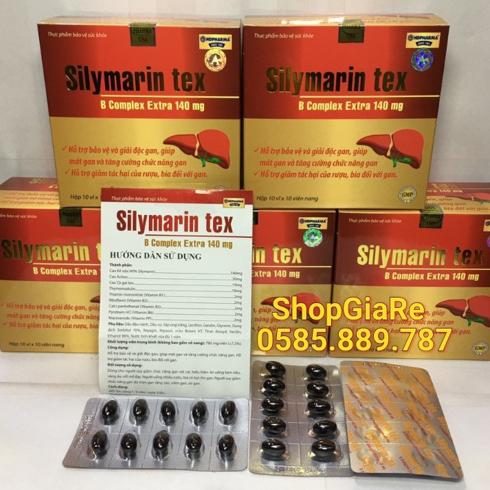 Silymarin Tex bổ gan mát gan tăng cường chức năng gan, hạ men gan giảm tác hại của bia, riệu thuốc lá