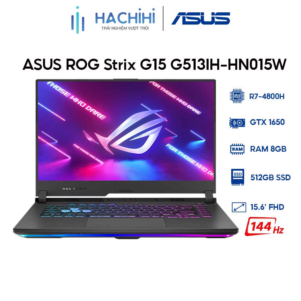 [ELGAME10 giảm 10%] Laptop ASUS ROG Strix G15 G513IH-HN015W  R7-4800H | 8GB | 512GB |GTX 1650 | 15.6' FHD 144Hz | W11