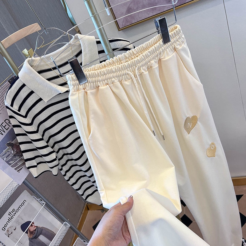 Quần Legging Thêu Trái Tim Phong Cách Hàn Quốc Mới