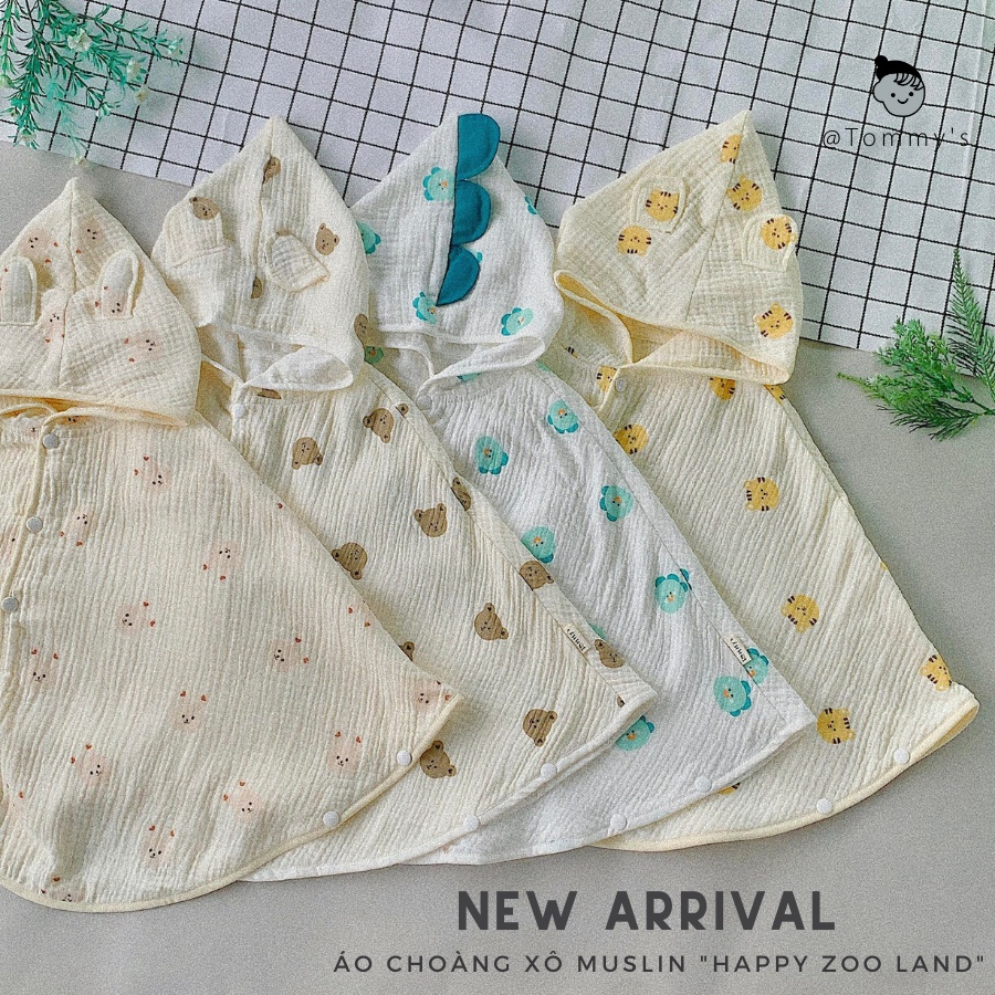 Áo Choàng Cho Bé Xô Muslin Cao Cấp 4 Lớp Hoạ Tiết Động Vật Style Hàn Quốc SIZE 0-4 TUỔI