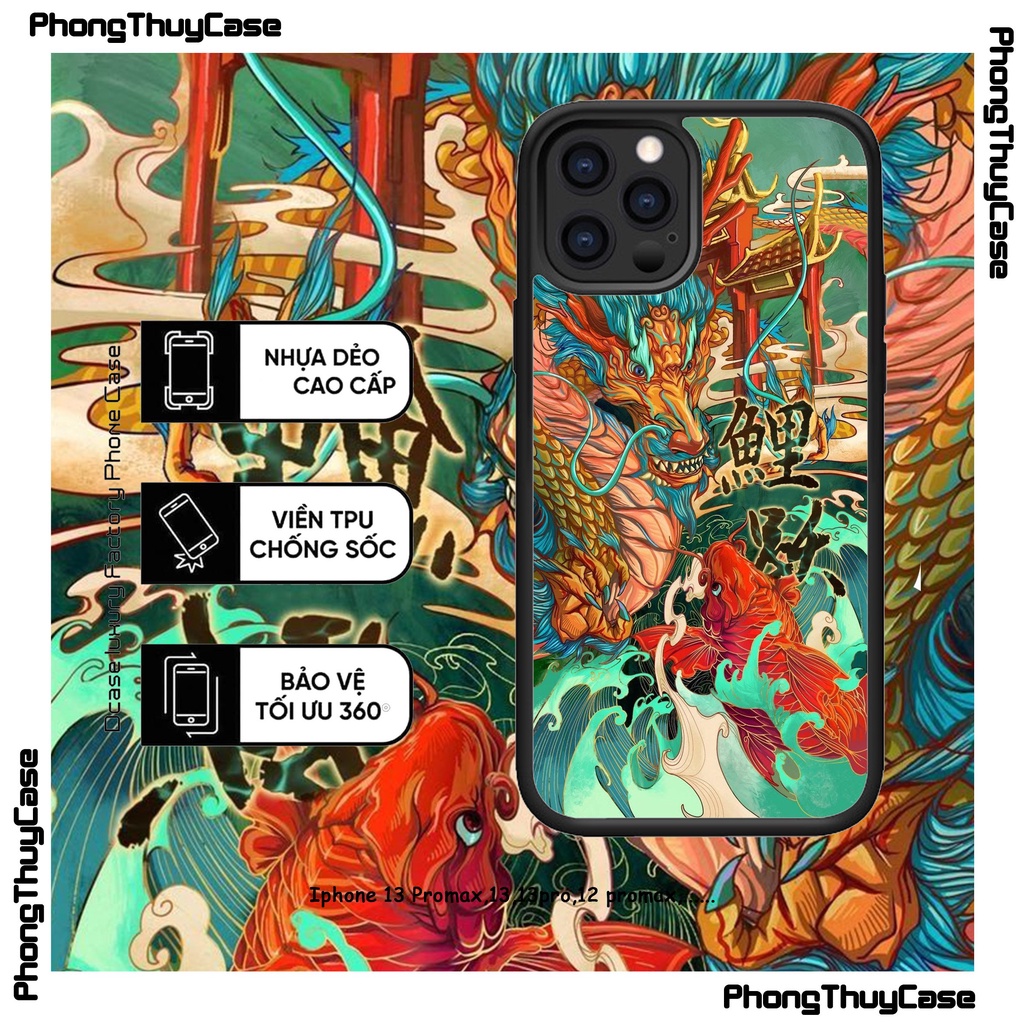 Ốp Lưng Cá Chép Hóa Rồng Tráng Gương iphone 14promax , 13pro , 13, 12promax, 12pro, 12, 11promax, 11pro, 11,XSM