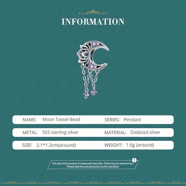 BAMOER Hạt Charm bạc 925 Hình Hoa Đính Đá Zircon Màu Tím