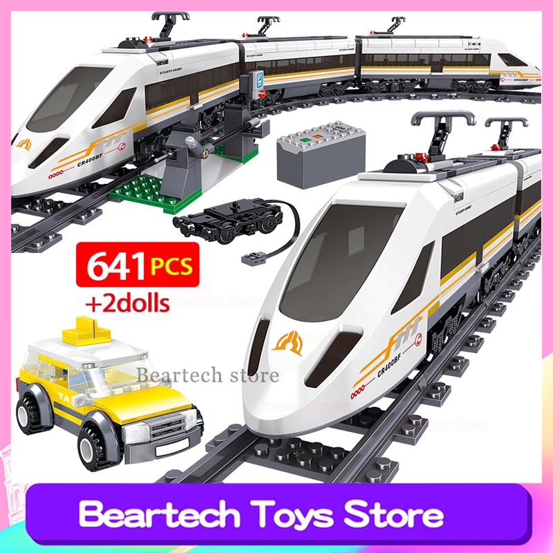 Lego Compatible City Police Revival High Speed Rail Building Block Technic Railway Track Train Bricks Toys for Children