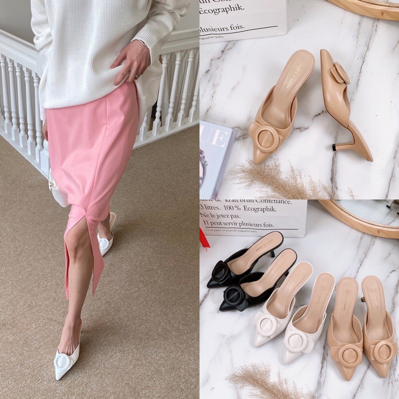 SỤC NỮ AS MŨI NHỌN KHUY TRÒN GÓT NHỌN 7CM THỜI TRANG