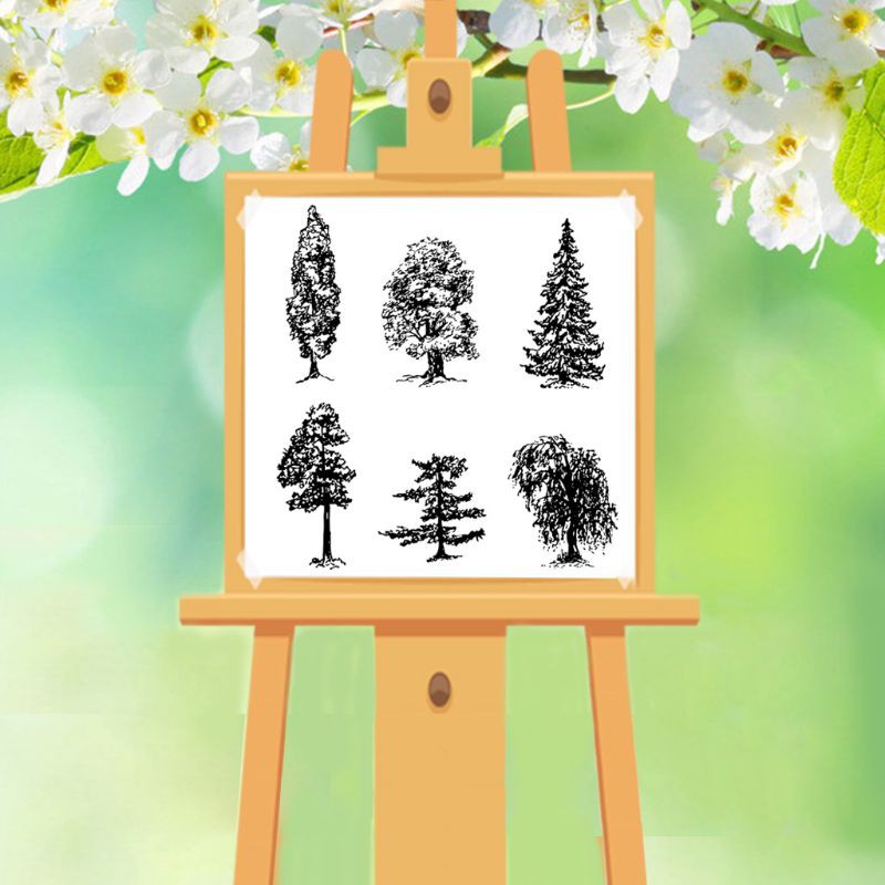 Con dấu silicone trong suốt trang trí tập ảnh hình cây lá