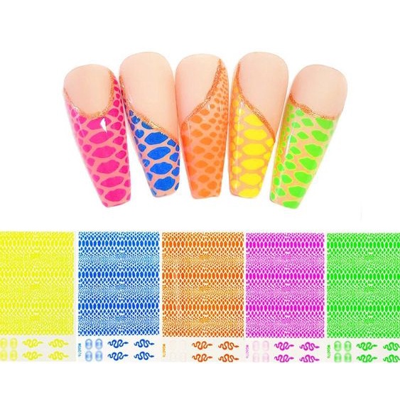 Sticker Nước - Da Rắn Màu Neon - Hình Dán Móng Tay