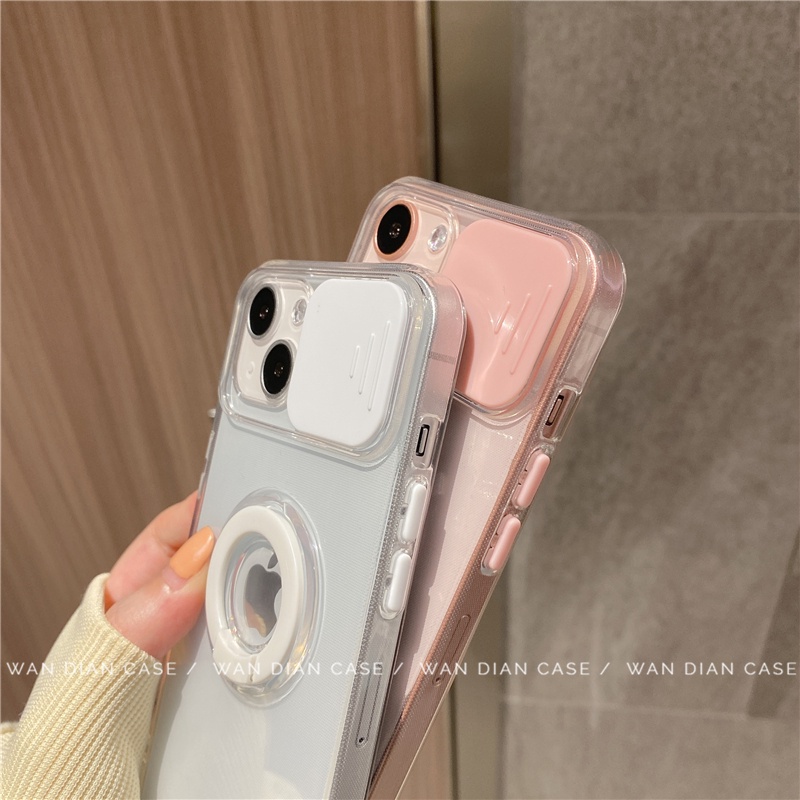 Ốp điện thoại nắp trượt bảo vệ camera kèm nhẫn đỡ cho iPhone 13 Pro Max 12 mini 11 Pro XS Max XR X 8 7 Plus se 2020 | WebRaoVat - webraovat.net.vn