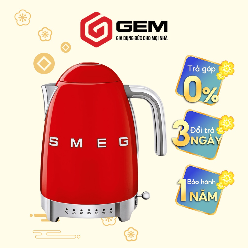 Ấm siêu tốc SMEG KLF04RDEU có chỉnh nhiệt