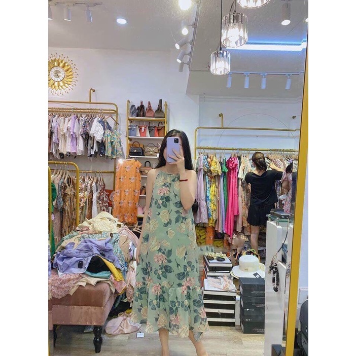 ￼Váy bầu maxi thời trang chất voan hai lớp mềm mịn siêu mát