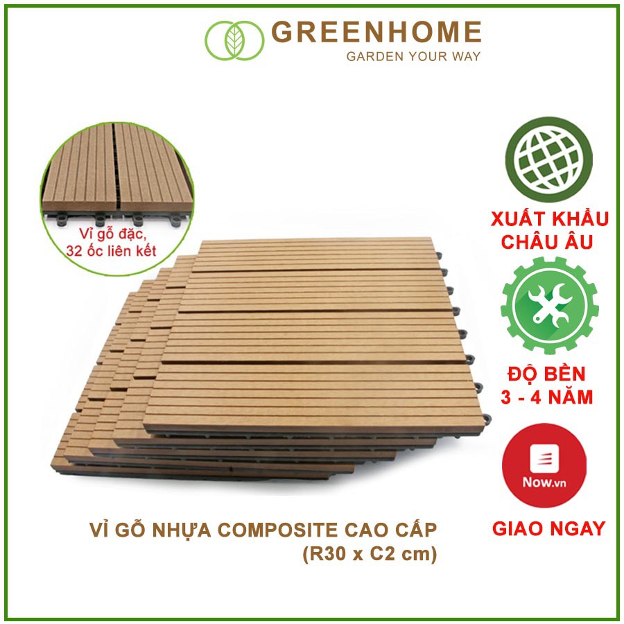 [MIỄN PHÍ VẬN CHUYỂN 25K] Vỉ gỗ nhựa Composite cao cấp R30cm màu Vàng, HÀNG LOẠI 1, độ bền cao, chịu nắng mưa tốt nhất