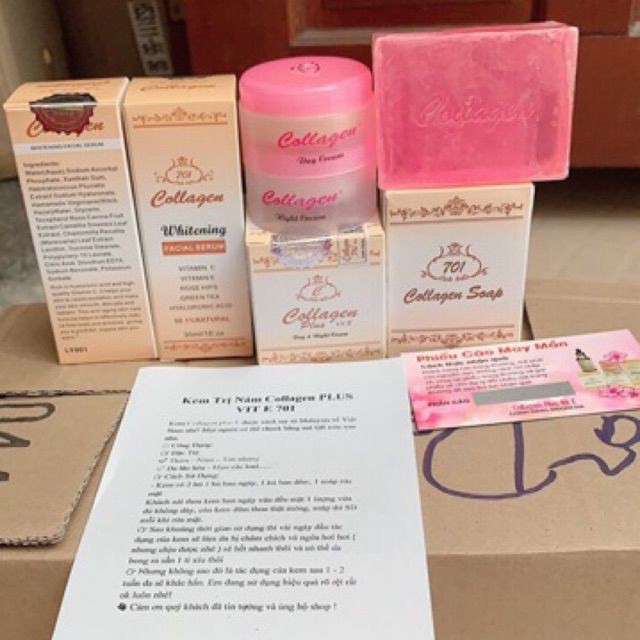Combo serum và Bộ kem colagen Plus Vit e
