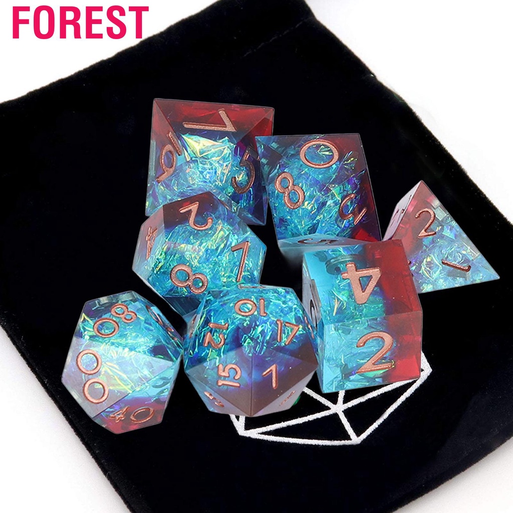 Forest Polyhedral Dice Set  7Pcs Lightweight Collectible RPG with Storage Box for Family Friends