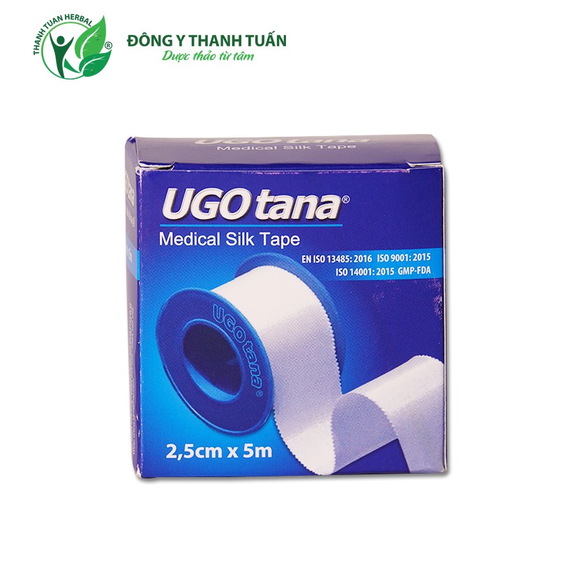 Băng dính cuộn vải lụa y tế Ugotana loại 2,5cm x 5m - Sản phẩm của thương hiệu Tanaphar