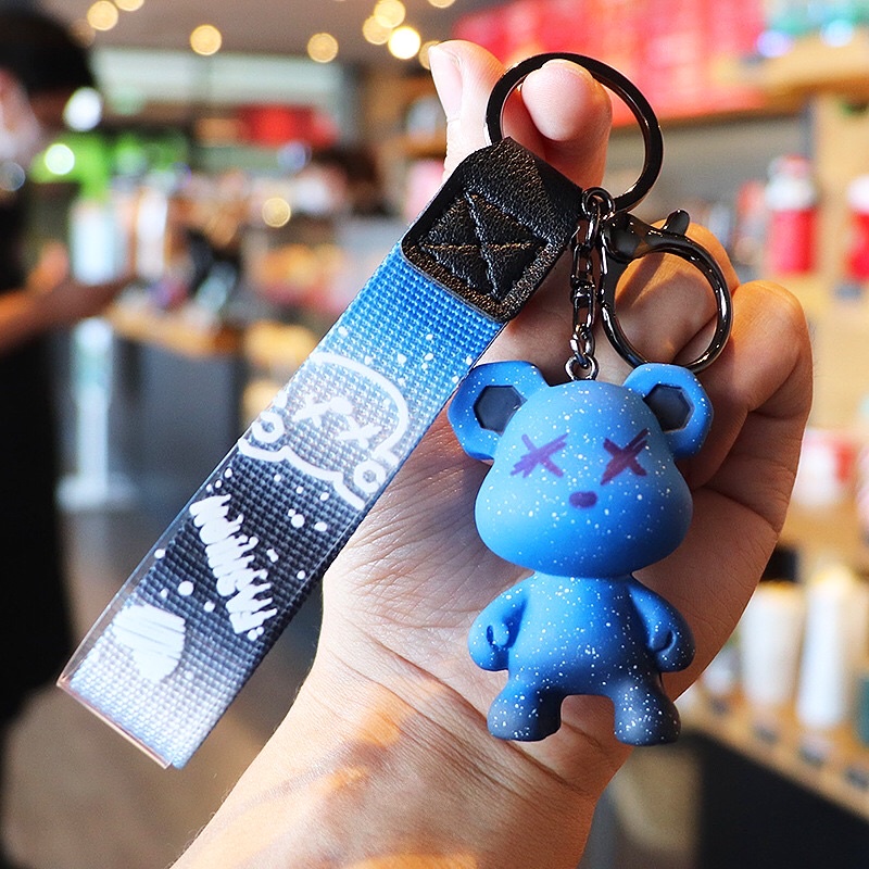 Móc khoá gấu đá, móc khoá treo balo, túi xách, làm quà tặng