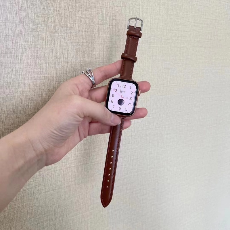 Dây Đeo Bằng Da Mỏng Dành Cho Apple Watch 40mm 44mm 45mm 49mm 38mm 42mm 41mm Series 8 7 SE 6 5 4 3 2