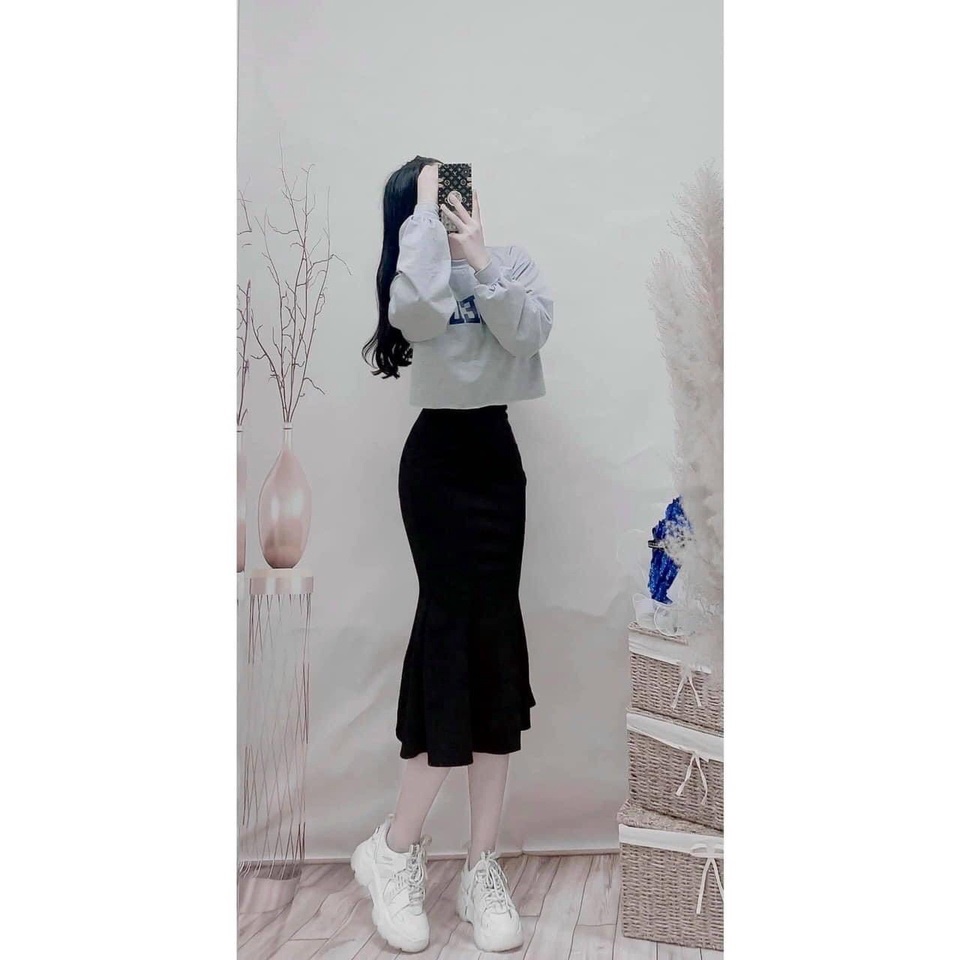 Chân váy đuôi cá dáng dài loe tôn dáng che khuyết điểm, nâng mông, cotton co giãn, mặc được 4 mùa, Freesize (40 - 63kg) | BigBuy360 - bigbuy360.vn