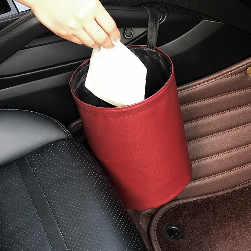 Thùng đựng rác bằng da chống nước nhỏ gọn cho xe ô tô