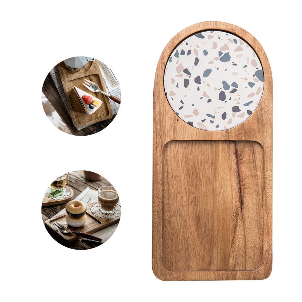 Khay Gỗ Tròn Có Rãnh Đựng Thức Ăn Tráng Miệng Bền Bỉ