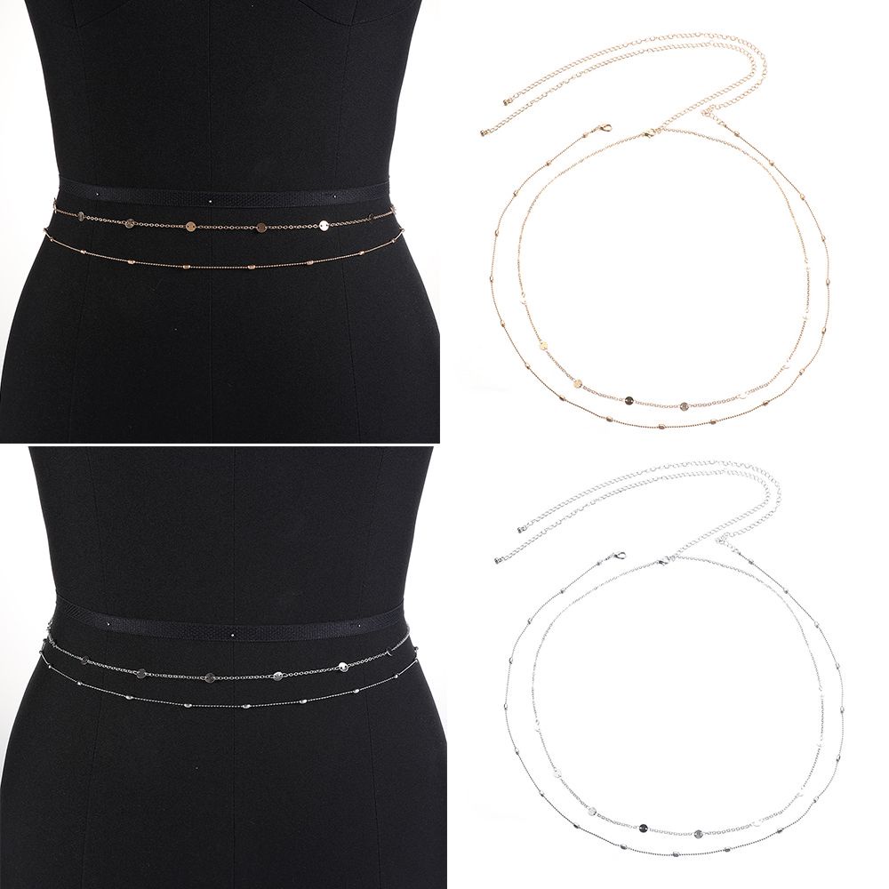 Vòng đeo bụng eo bikini hai lớp đính hạt kim sa tỏa sáng theo xu hướng thời trang mới làm quà tặng dành cho nữ