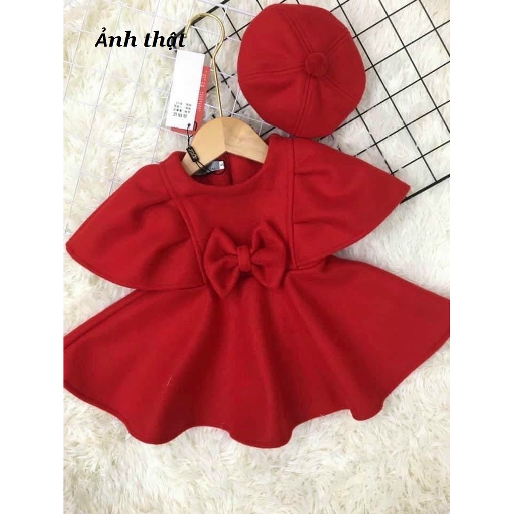 Xả hàng_Set Váy và Mũ nồi tết vải dạ dầy cho bé gái XHN472