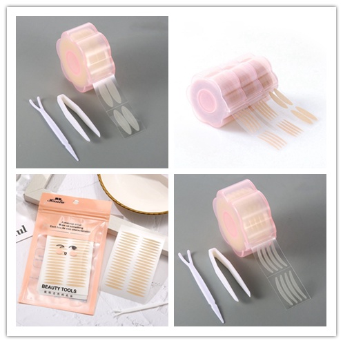Bộ 120/600 Miếng Dán Kích Mí Trong Suốt Kèm Nhíp Cho Người Mới Bắt Đầu Miếng dán mí vân lưới hộp 600 cái