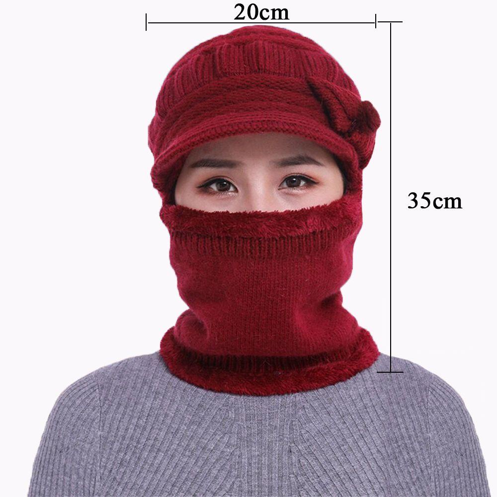 Mũ Len Kết Hợp Khăn Choàng Cổ Giữ Ấm Mùa Đông
